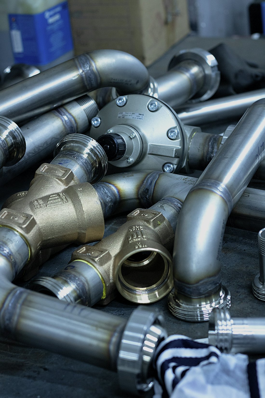 Assorted galvanized pipe fittings and elbows